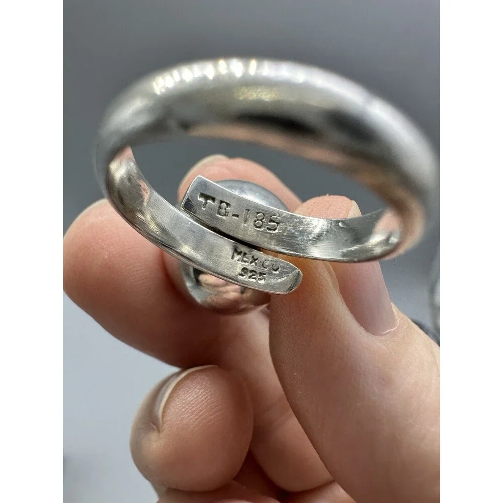 Taxco Mexico Rattle Ball Ring Sterling Silver 925 Size 8 Adjustable TB 185